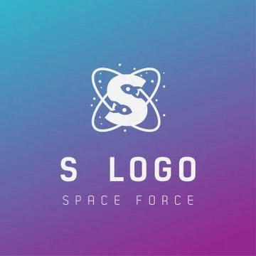 S initial space force logo design galaxy rocket vector in gradient background Stock Illustration