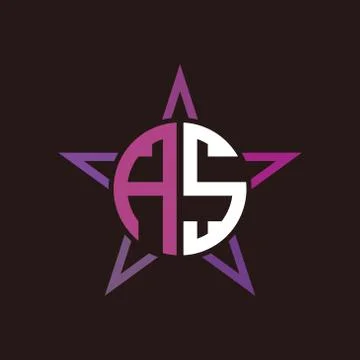 A S initials circle with stars and black background Stock Illustration