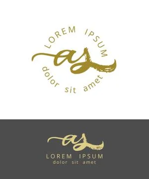 A S. Initials Monogram Logo Design. Dry Brush Calligraphy Artwork Stock Illustration