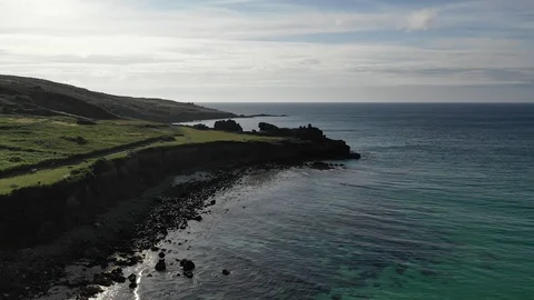 S Ives - Cornwall Cinematic Cliff Drone shot 4K Stock Footage 119867471