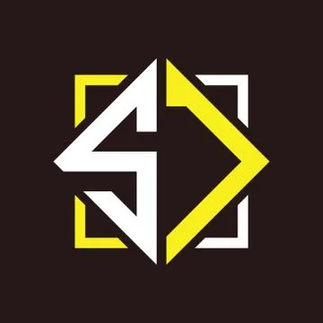 S J Initials quadrangle monogram with square Stockillustratie