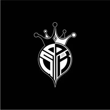 S K circle monogram logo emblem style with clown crown shape vector decoratio Stock Illustration