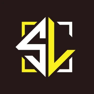 S L Initials quadrangle monogram with square Stock Illustration
