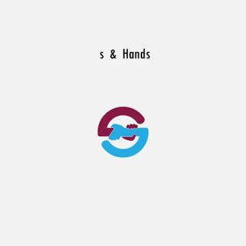 S-  Letter abstract icon &amp; hands logo design vector template.Business offer,p Stock Illustration