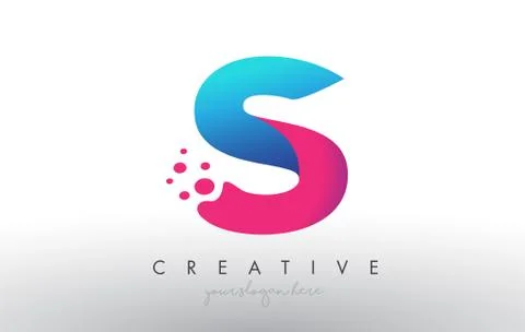 S Letter Design with Creative Dots Bubble Circles and Blue Pink Colors Stock-Illustration