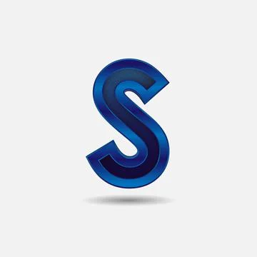 S letter with glitter rendering effect, blue color design, vector illustration Stock Illustration
