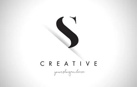 S Letter Logo Design with Creative Paper Cut Stock Illustration