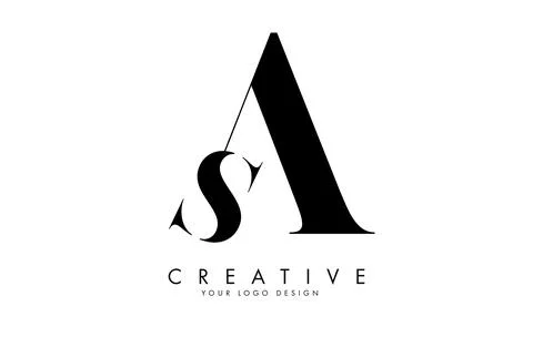 AS a s letter logo design with logotype concept and serif font. AS icon with  Stock Illustration
