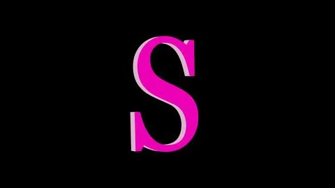 S letter logo loopable rotated pink color black background Stock Illustration