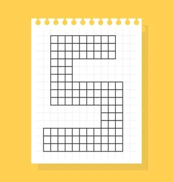 S letter on notepad sheet of squared paper, made of squares. Vector illustrat 스톡 일러스트