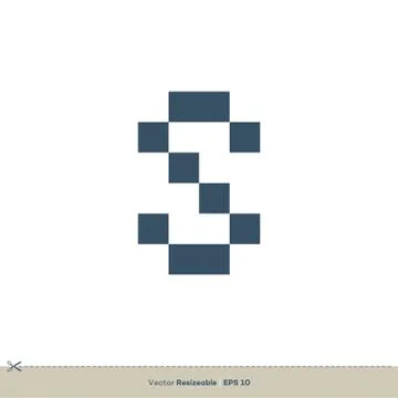 S Letter Pixel Logo Template Illustration Design. Vector EPS 10. イラスト素材