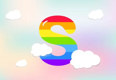 S Letter Rainbow patterns design, abstract rainbow letter for kids, love, f.. Stock Illustration