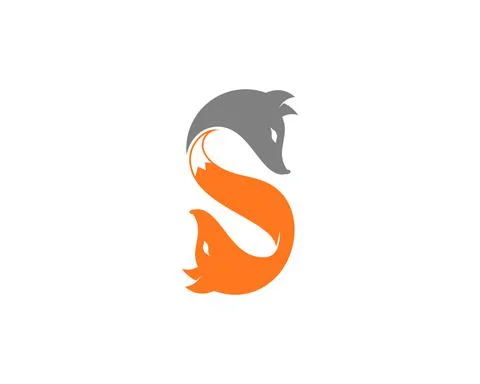 S Letter from two fox head connection logo Stock Illustration