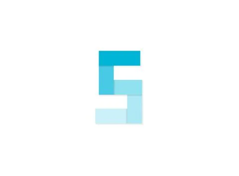 S letter, vector logo, paper cut desing font made of blue color tones .Isolat Stock Illustration