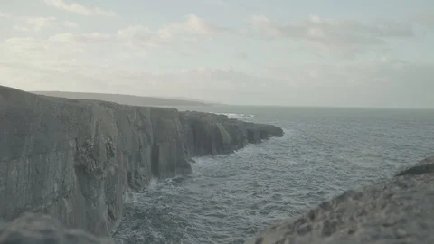 S-Log Cliffs in Ireland, Rocky with waves crashing in Video stock 85598935
