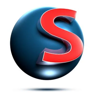 S logo isolated on white background illustration 3D rendering with clipping p Stock Illustration