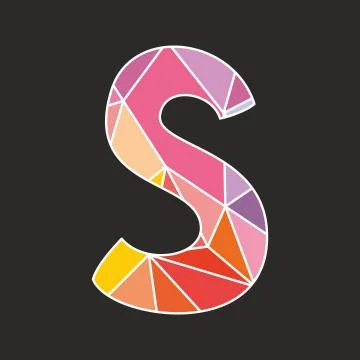 S low poly  alphabet vector letter isolated on black background Stock Illustration