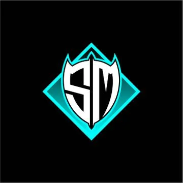 S M letter shield with square protection logo as a sweetener 스톡 일러스트