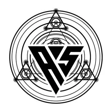 A S Monogram letter logo with triangle shape design template with sacred geom Stock Illustration
