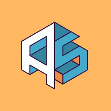 A S  monogram lettering with perspective geometric concept Stock Illustration