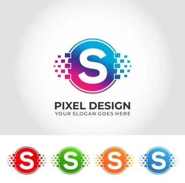 S Pixel Logo Design Concept Stock Illustration