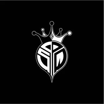 S Q circle monogram logo emblem style with clown crown shape vector decoratio Stockillustratie