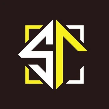 S R Initials quadrangle monogram with square Stock Illustration