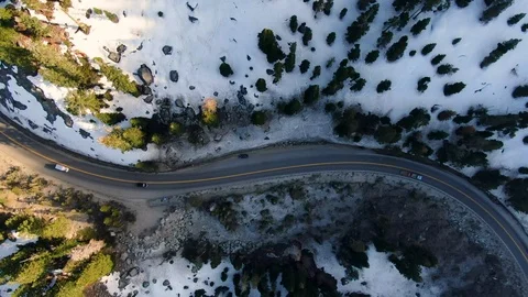 S Road in the Mountain Snow Stock Footage 108561741
