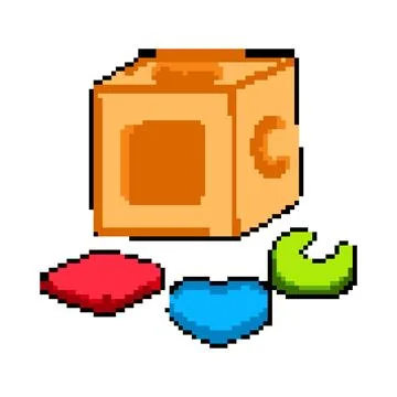 S shape sorter pixel art vector illustration 스톡 일러스트
