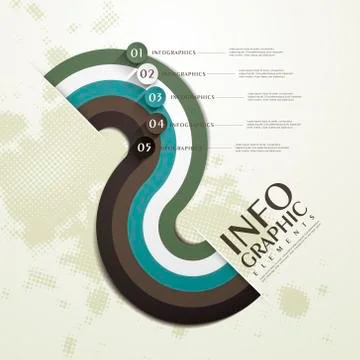 S-shaped paper flow chart infographic elements 库存插图