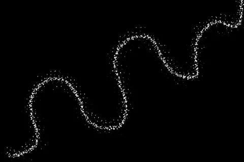 S-shaped sinuous line made with computer brush on a black background. Illus.. Stock Illustration