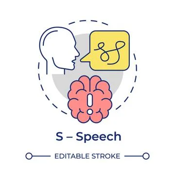 S speech flat linear concept icon Stock Illustration
