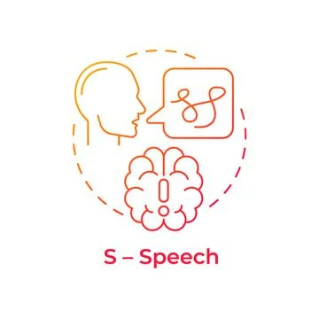 S speech gradient outline concept icon Stock Illustration