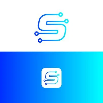 S tech letter logo design, S icon,	 스톡 일러스트