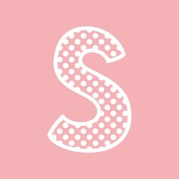 S vector alphabet letter with white polka dots on pink background Stock Illustration