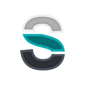 S vector font alphabet, modern dynamic design. Black, irish blue, white color Stock Illustration