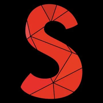 S vector red alphabet letter isolated on black background Stock Illustration
