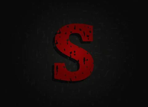 S vector red letter made of grunge texture. Insane Fear brutal font. Wicked n Stock Illustration
