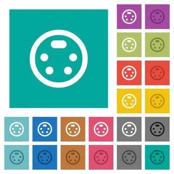 S-video connector square flat multi colored icons Stock Illustration