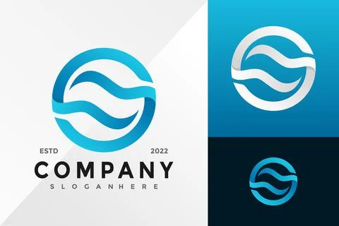 S Wave Circular Logo Design Vector illustration template Stock Illustration