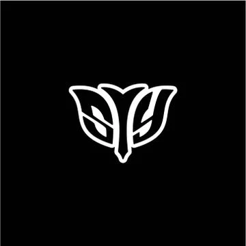 S Y Initials bow arrow, simple modern minimalist design. black and white. Stock Illustration