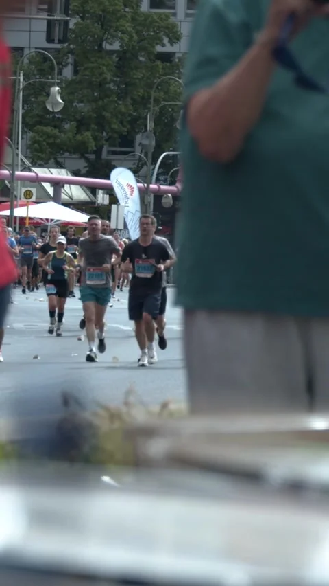 S25 Berlin Focus Shift Drums to Runners Slow Motion May 2023 Stock Footage 332132167