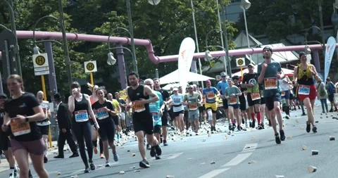 S25 Berlin Runners Slow Motion Nollendorfplatz May 2023 Stock Footage 332124958