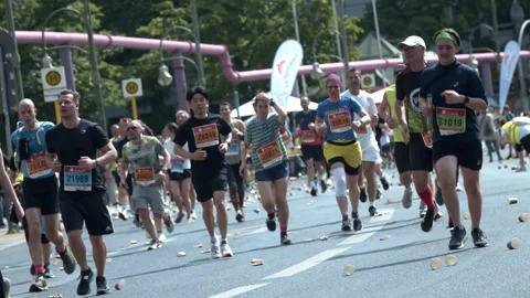S25 Berlin Runners Slow Motion Nollendorfplatz May 2023 Stock Footage 332127043