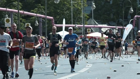 S25 Berlin Runners Slow Motion Nollendorfplatz May 2023 Stock Footage 332127044