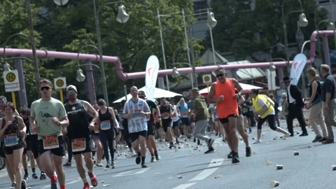 S25 Berlin Runners Slow Motion Nollendorfplatz May 2023 Stock Footage 332128116