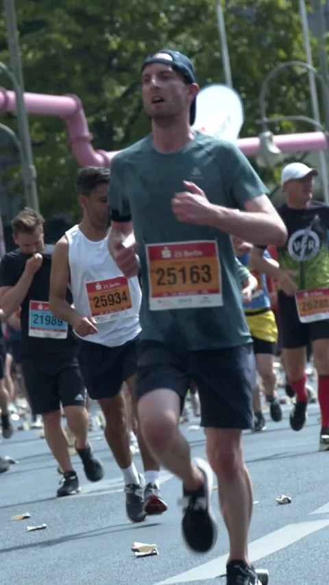 S25 Berlin Runners Slow Motion Nollendorfplatz May 2023 Stock Footage 332132226