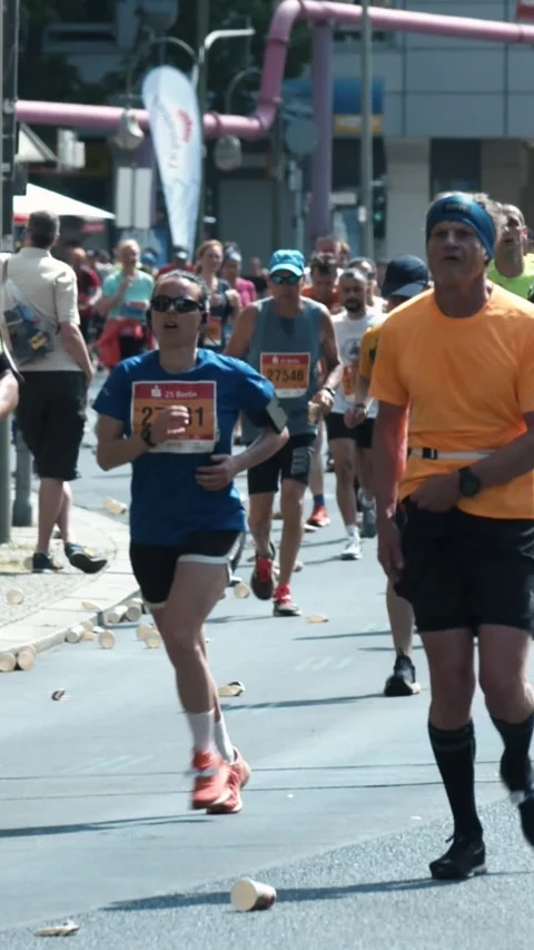S25 Berlin Runners Slow Motion Nollendorfplatz May 2023 Stock Footage 332132283