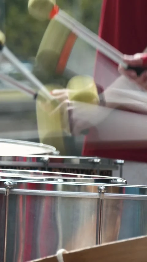 S25 marathon drums close up slow motion Berlin 2023 Stock Footage 332132099