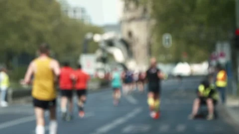 S25 marathon rack focus runners slow motion Berlin 2023 Stock Footage 332126378